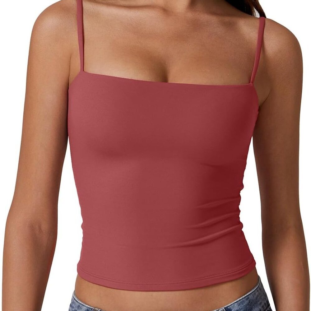 Women's Double Lined Basic Tank Top In Merlot, Small, Designed With Adjustable S